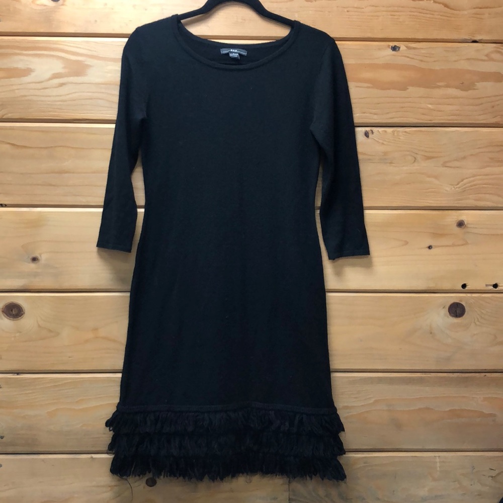 Black Fringe Sweater Dress